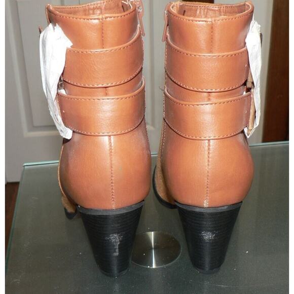 Alpine Swiss Women's Buckle Block Heel Zip Up Boots in Tan Size 6 - Picture 6 of 7